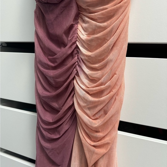 ZARA Sleeveless Split Tone Tie Dye Pink Coral Tulle Dress NWT Size Large - Picture 16 of 16